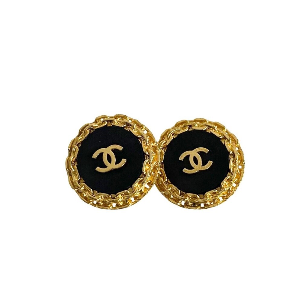 CHANEL Gold Logo Earrings